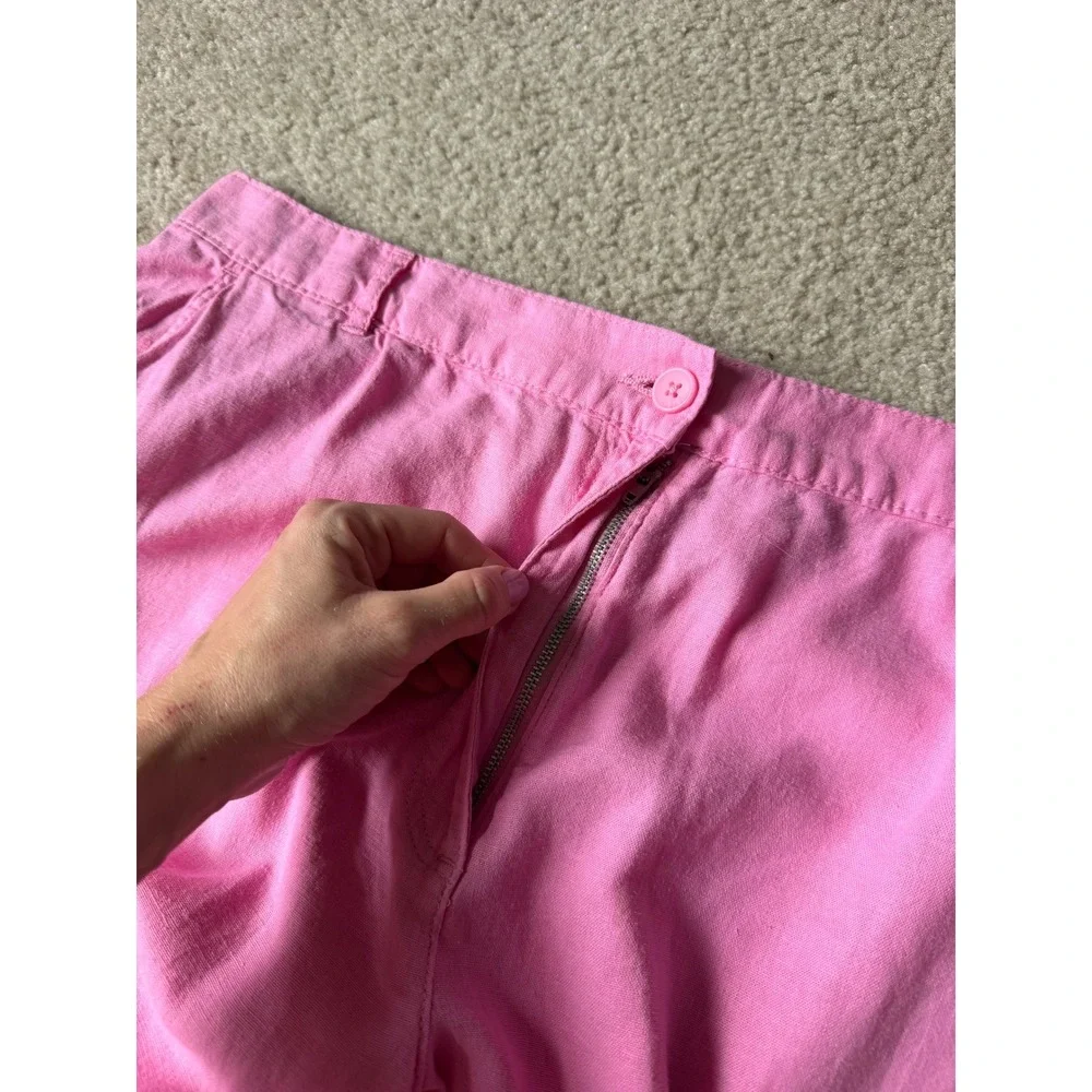 H&M Pants Wide Leg NEW Pink Linen Blend Pink Size XL